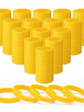 Yellow Silicone Childhood Cancer Awareness Wristband Bulk 300 count.